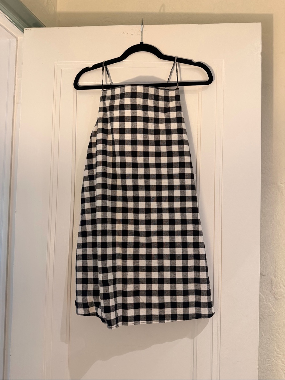 Zara Black and White Gingham Midi Skirt
